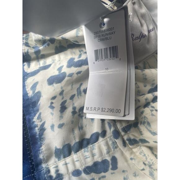 Ralph Lauren Collection Cotton Strapless Midi Dress Runway Fit Flare 10 M Blue - Picture 4 of 16